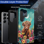 for Samsung Galaxy S25 Ultra Case, Highland Cow Flower Pattern Glossy 2 in 1 - Image 3