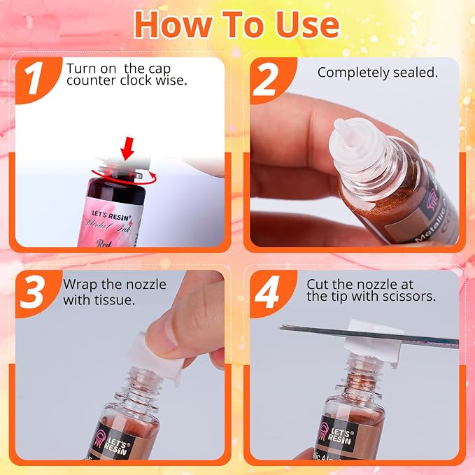LET'S RESIN 64pcs Concentrated Alcohol Ink Set, 9 Pastel and 9 Metallic Vibrant - Image 5
