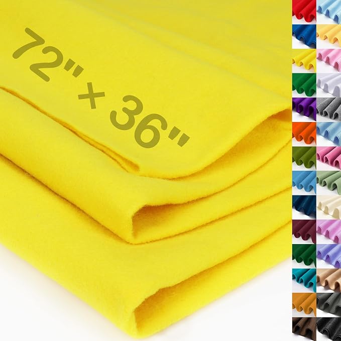 XSEINO Yellow Large Felt Fabric 72" X 36 ", 1.4 mm Thick Soft Felt Fabric Sheet by XSEINOiscreating%EF%BC%81