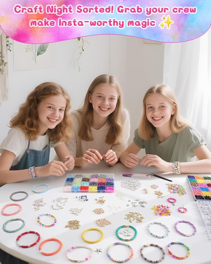 Mio Angle Friendship Bracelet Making Kit 3 Box 48 Colors Clay Beads Heishi - Image 3