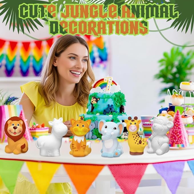 Gemscream 6 Sets Animal Painting Craft Kits Wild Animal Ceramics to Paint - Image 6