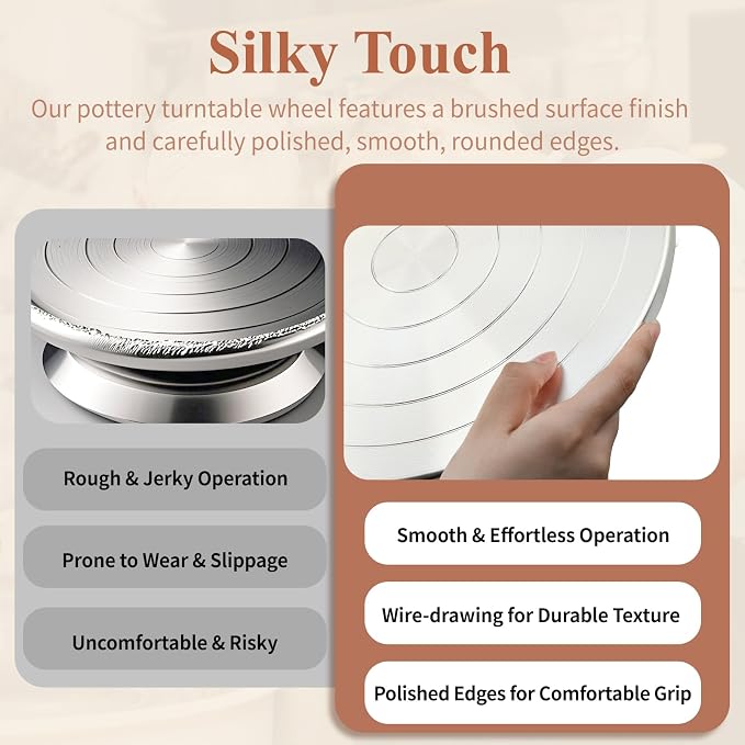 Banding Wheel, Double-Sided Pottery Turnable Wheel Aluminium Alloy Heavy Duty - Image 5