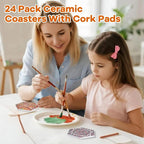 24 Pcs Ceramic Tiles for Crafts White Ceramic Coasters for Crafts - Image 6