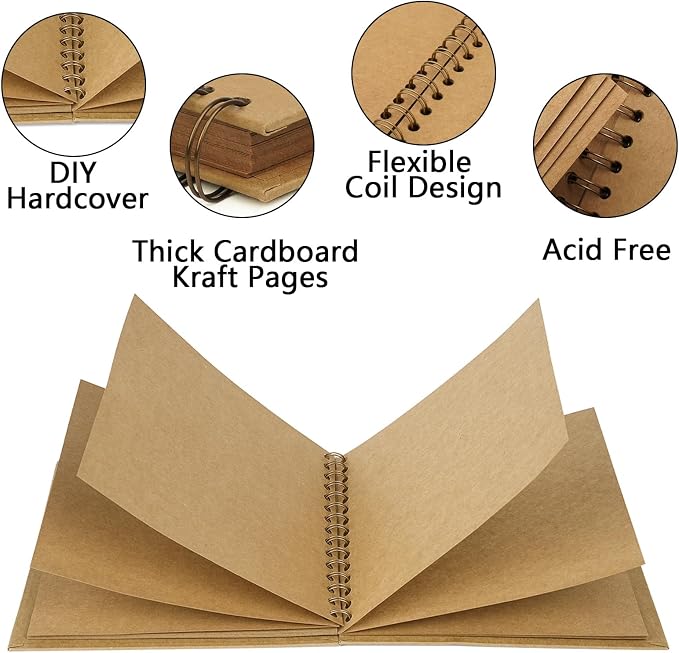 8x8 Inch DIY Scrapbook Photo Album, Hardcover Kraft Paper Acid-Free, 20 Sheets - Image 5