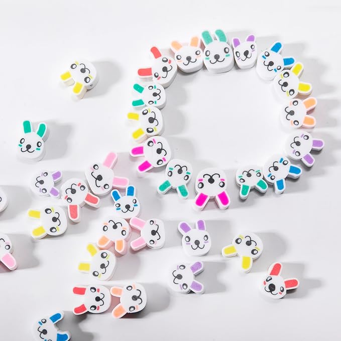 100pcs Animal Rabbit Polymer Clay Spacer Beads - Image 4
