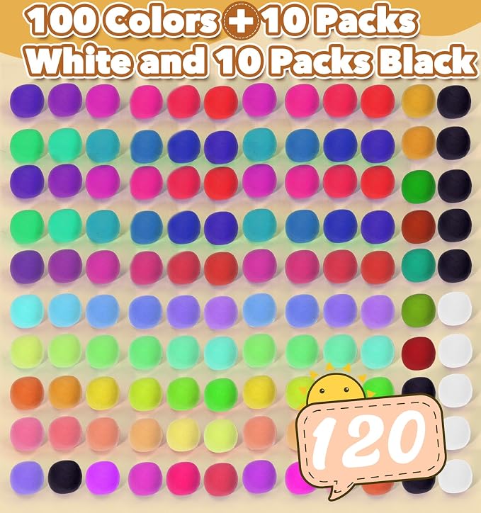Air Dry Clay for Kids 120 Packs Air Foam Clay, 100 Customized Colors, More - Image 2