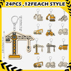 RattanView 24 Pcs Construction Vehicle Craft Color Your Own Keychains Diy Craft - Image 2