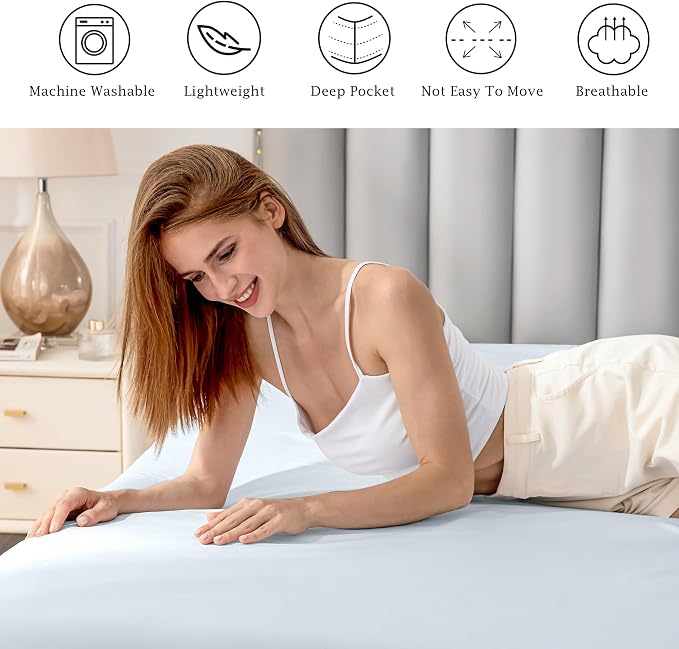 FreshCulture Pure Cotton Fitted Sheets California King Size, 300 Thread Count - Image 5