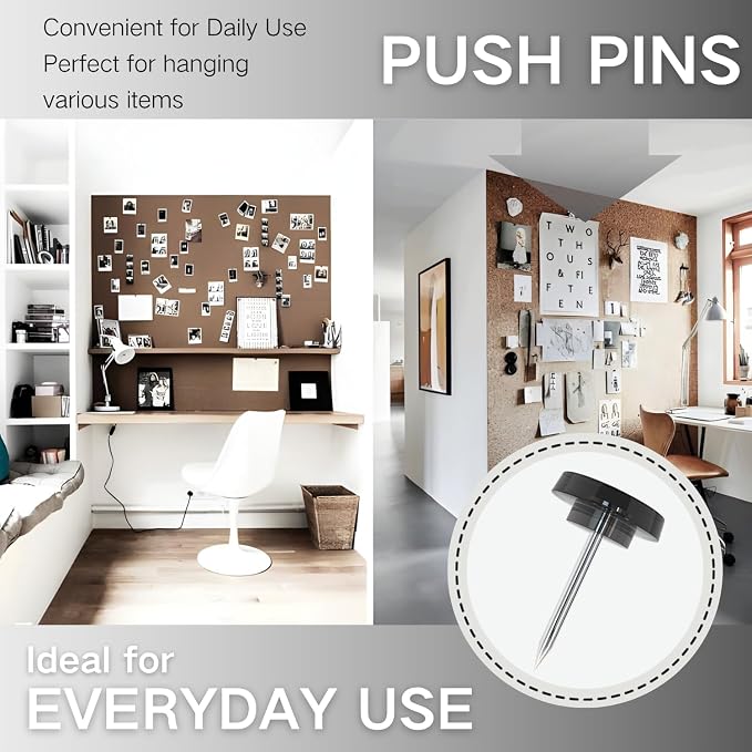 150 PCS Flat Black Push Pins for Wall Clear Thumb Tacks for Walls Flat - Image 5