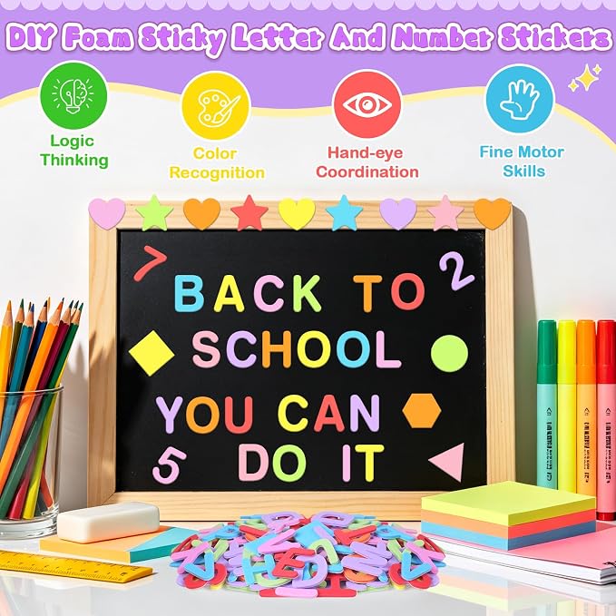 1328 PCS Foam Letter Stickers, Foam Alphabet Number Shape Stickers, Self - Image 5