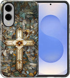 for Samsung Galaxy S25 Edge Case, Christian Cross Stained Glass Pattern Glossy - Image 2