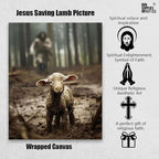 Framed Jesus Running After Lost Lamb Canvas Wall Art - Image 4