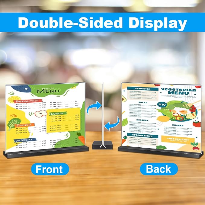 EHWINE 12 Pack Acrylic Sign Holder 8.5 x 11 Horizontal, Double-Sided Stand up - Image 4