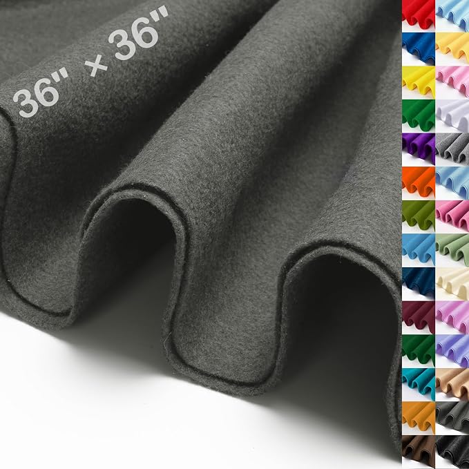 XSEINO Dark Gray Large Felt Fabric 36" X 36 ", 1.4 mm Thick Soft Felt Fabric by XSEINOiscreating%EF%BC%81