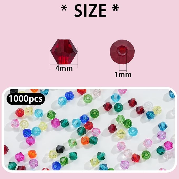 1000PCS Bicone Crystal Beads 4mm Glass Faceted Spacer Beads Bulk - Image 2