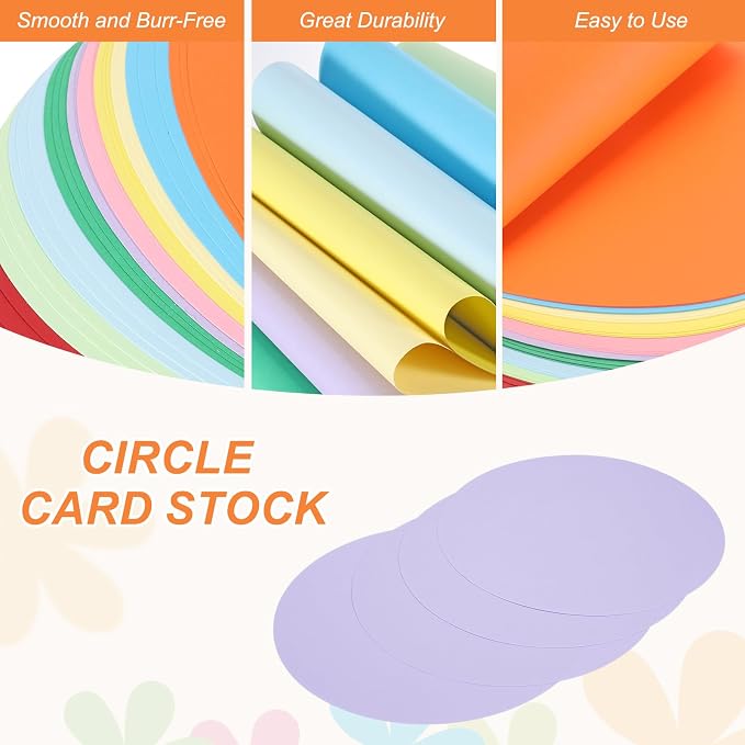MECCANIXITY 24 Pcs Circle Card Stock, 8.3 Inch Round Cutouts Paper Thick - Image 3