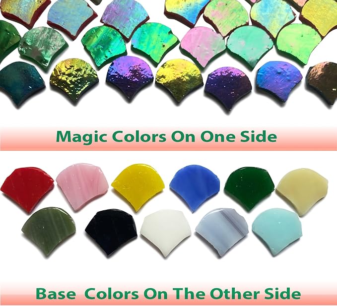 Magic Iridescent Fan Shaped Glass Mosaic Tiles - Image 3
