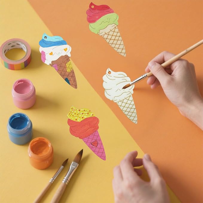 30 Pcs Wooden Ice Cream Decor Unfinished Wood Crafts - Image 5
