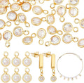 PH PandaHall 50pcs Cubic Zirconia Charms, 18K Gold Plated Round Crystal Charm by PHPandaHall
