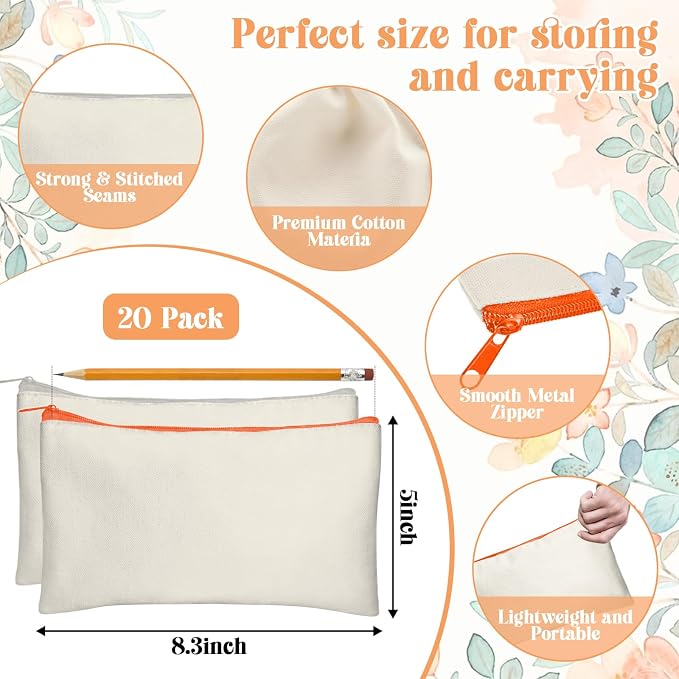 Legigo Blank Canvas Bag Zipper Pouch Makeup Bags Bulk - Image 2