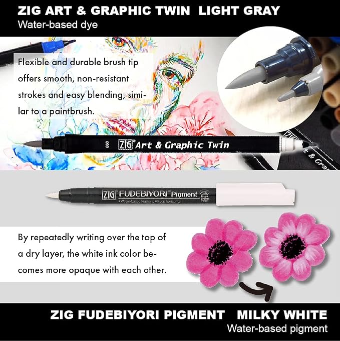 Kuretake Zig Inktober pen set, for Illustration, Manga Drawing, Lettering and - Image 6