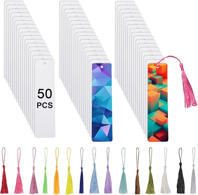 50 Pcs Sublimation Bookmark Blank Heat Transfer Aluminum Metal Bookmarks Bulk by Buynow