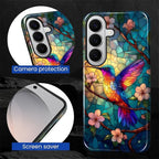 for Samsung Galaxy S26 Case, Stained Glass Hummingbird Pattern Glossy 2 in 1 - Image 5