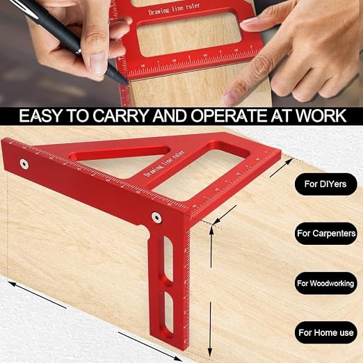 6" Imperial 3D Multi-Angle Measuring Ruler, 45/90 Degree Aluminum Alloy - Image 3