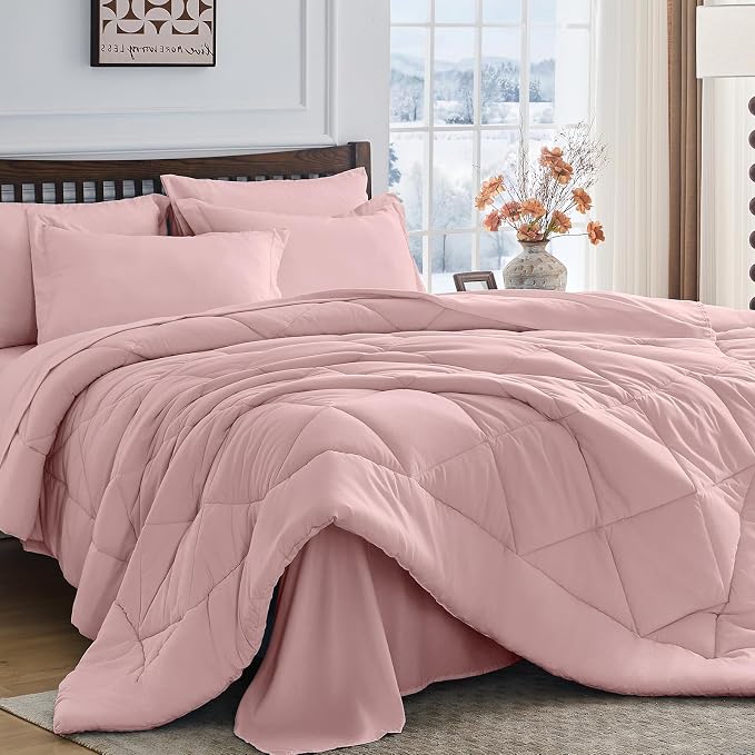 HEVUMYI Dusty Pink King Comforter Set by HEVUMYI