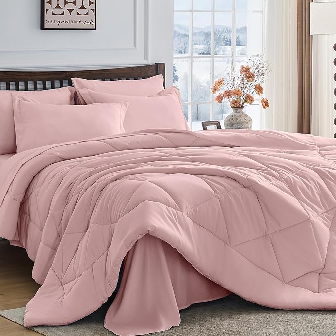HEVUMYI Dusty Pink Full Comforter Set by HEVUMYI