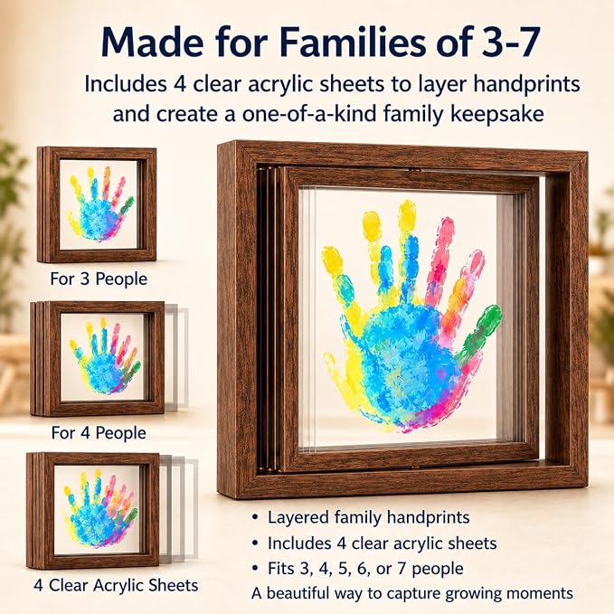 Family Handprint Frame Kit, Dual Rotating Photo & Handprint Display, DIY - Image 3