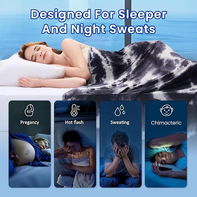 Topcee Cooling Blanket for Night Sweats Decorative Tie Dye, Absorbs Heat to - Image 4