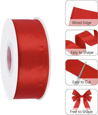 Red 1.5 Inch Continuous 25 Yards Satin Wired Ribbon - Image 3