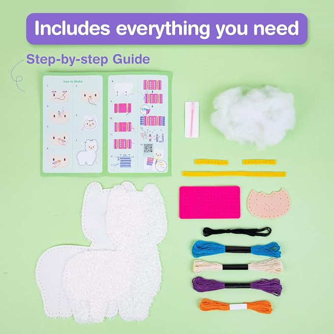 Avenir Sewing Kit for Kids Beginners My First Learn to Sew Craft, Plush Animal - Image 3