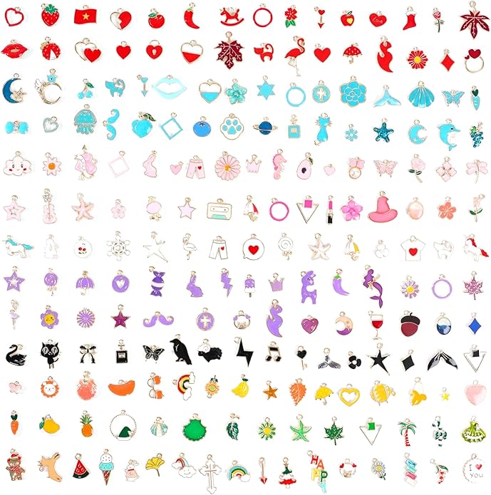 352 Pcs Assorted Charms for Jewelry Making, Mixed Enamel KC Gold Alloy Letter by Unknown