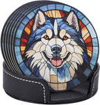 Drink Coaster Set of 6, Alaskan Malamute Dog Mom Lover Gift, Leather Drink - Image 5