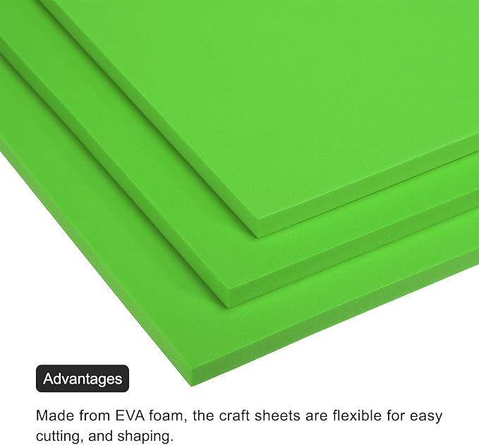 MECCANIXITY EVA Foam Sheets Green 9.8 Inch x 9.8 Inch 10mm Thick Crafts Foam - Image 4