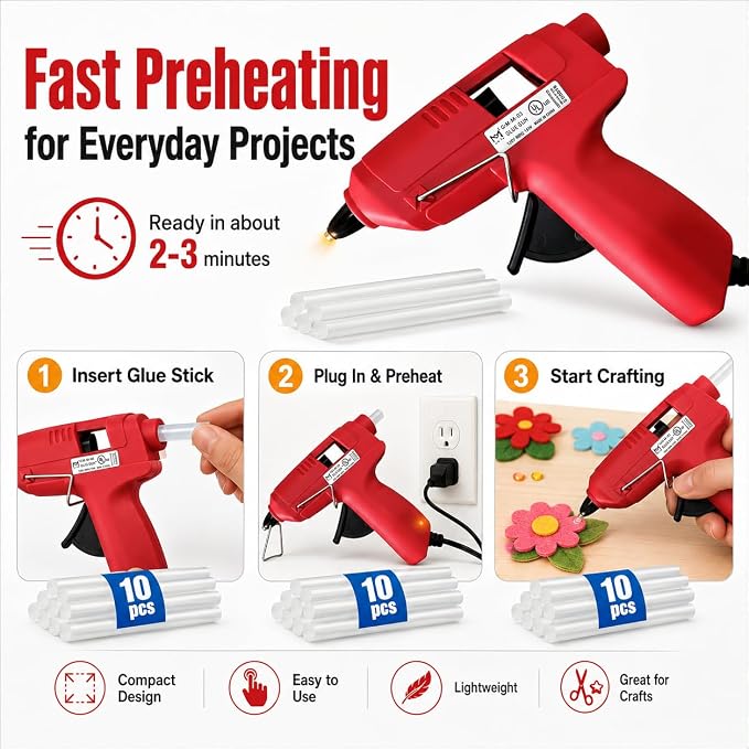 Mini Hot Glue Gun Kit with 30 Glue Sticks and Carrying Case, 15W Fast - Image 3
