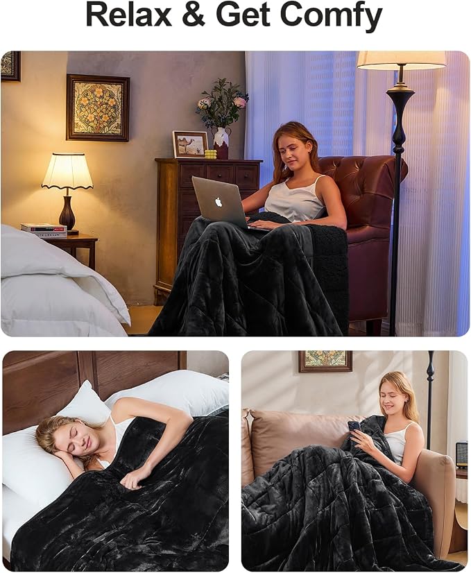 Super Fuzzy Soft Sherpa Fleece Weighted Blanket, 25 lbs Dual Sided Fluffy Heavy - Image 6