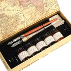 MU-02 Calligraphy Pen Set, Glass Dip Pen and Handcrafted Wooden Dip Pen Gift Set by GC+QUILL