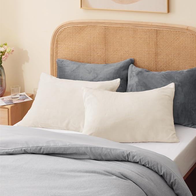 BEDELITE Flannel Pillow Cases Queen Size Set of 2, Super Soft Fleece Pillowcases - Image 8