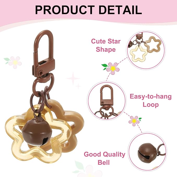 PATIKIL Star Keychain, Candy Color Acrylic Pentagram Keychain Stars Charms Bell - Image 3