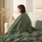 Andency Comforter Oversized King Olive Green 120x98, 3 Pieces Boho Winter - Image 4