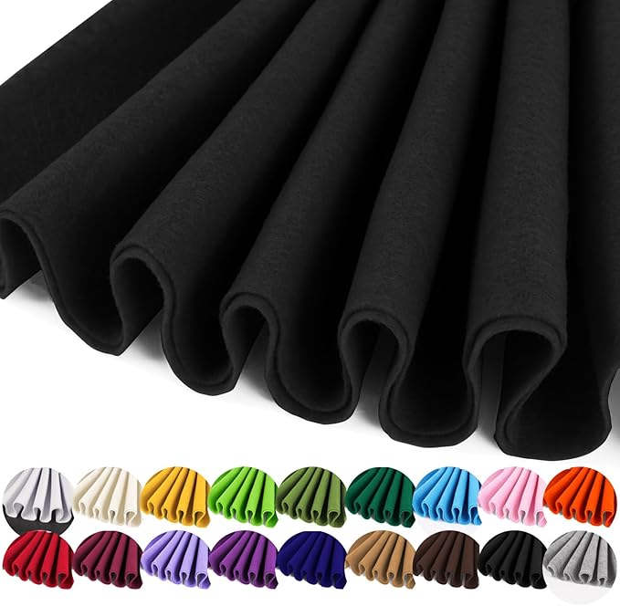 IONTACH 36" X 36" Black Soft Felt Fabric 1.6mm Thick | Felt Sheets by IONTACH