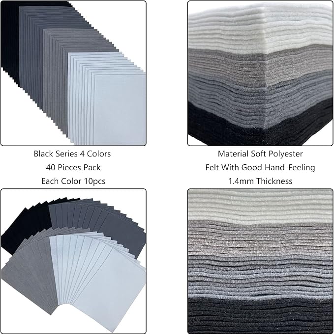 Jtnohx Soft Felt Sheets, 8x12 inches Assorted Craft Felt Fabric, 1.4mm Thick - Image 4