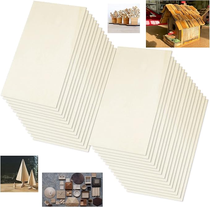 Rectangle Unfinished Wood Pieces 6 x 12 Inch, Model Making, Wood Burning by Unknown
