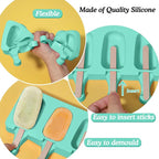 Ozera 2 Pack Silicone Popsicles Molds, Cake Pop Molds, 4 Cavities Oval - Image 5