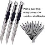 9mm Snap Off Utility Knife 3 Pack High Hardness Retractable Box Cutters - Image 7