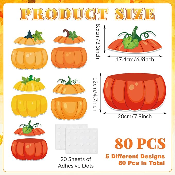 gisgfim 80Pcs Fall Pumpkin Cutouts Thanksgiving Fall Decorations Bulletin Board - Image 2