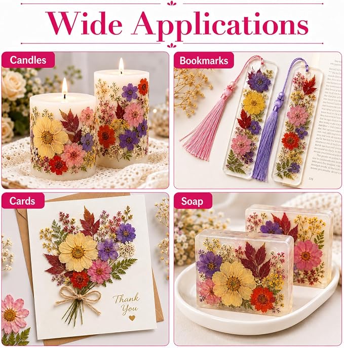 163 pcs Dried Flowers for Resin, Natural Flowers and Leaves Kit - Image 7